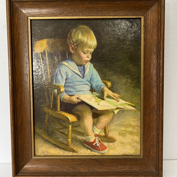 Vintage Other - VTG Ingwerson Framed "Gary" Reofect Textrued Oil Reproduction 12" x 10" Nursery